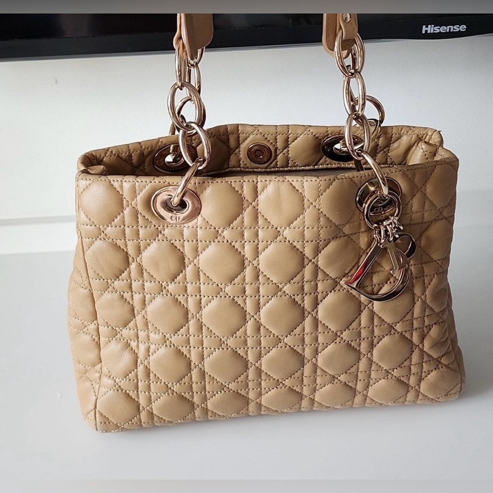 Dior Cannage Shopping Tote (small) with gold hardware.